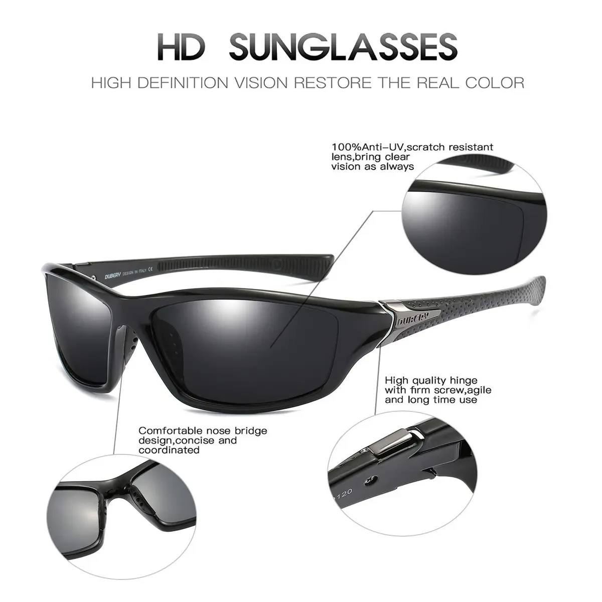 DUBERY Mens Sports Polarized Sunglasses 100% UV Protection | Lightweight & Stylish for Outdoor Activities - view 4