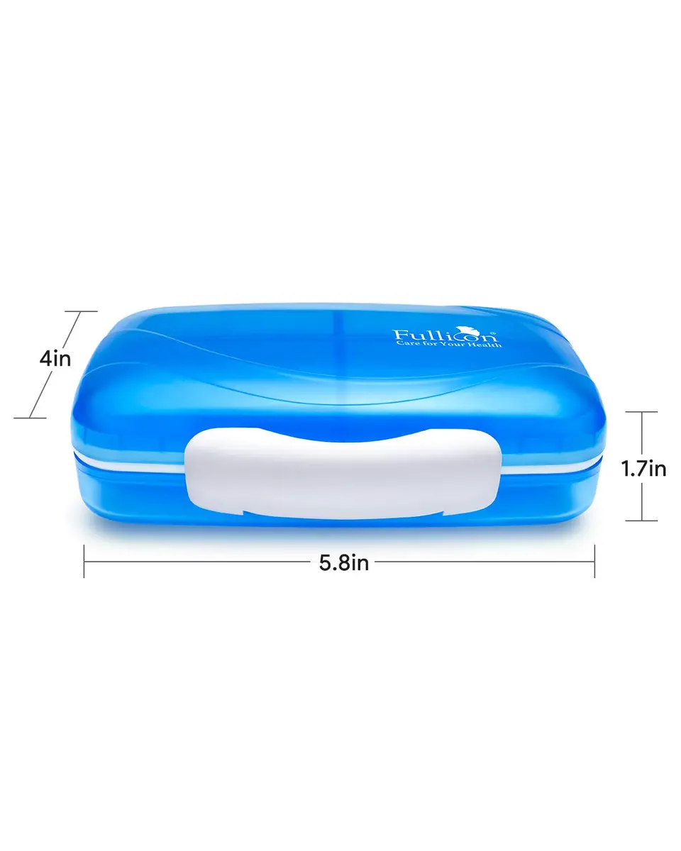 Fullicon Moisture Proof Travel Pill Organizer, 8 Compartments, Blue | Large Capacity, Airtight & Labelable - view 7