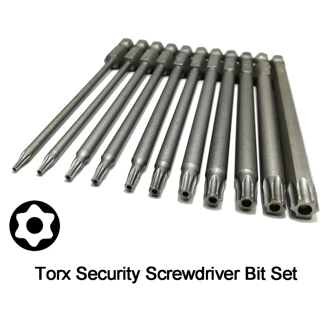 YDLQWCZ Long Torx Security Head Screwdriver Drill Set 1/4 Inch Hex Shank 11 Pieces 4 Inch Length | Durable S2 Steel Bits - view 2