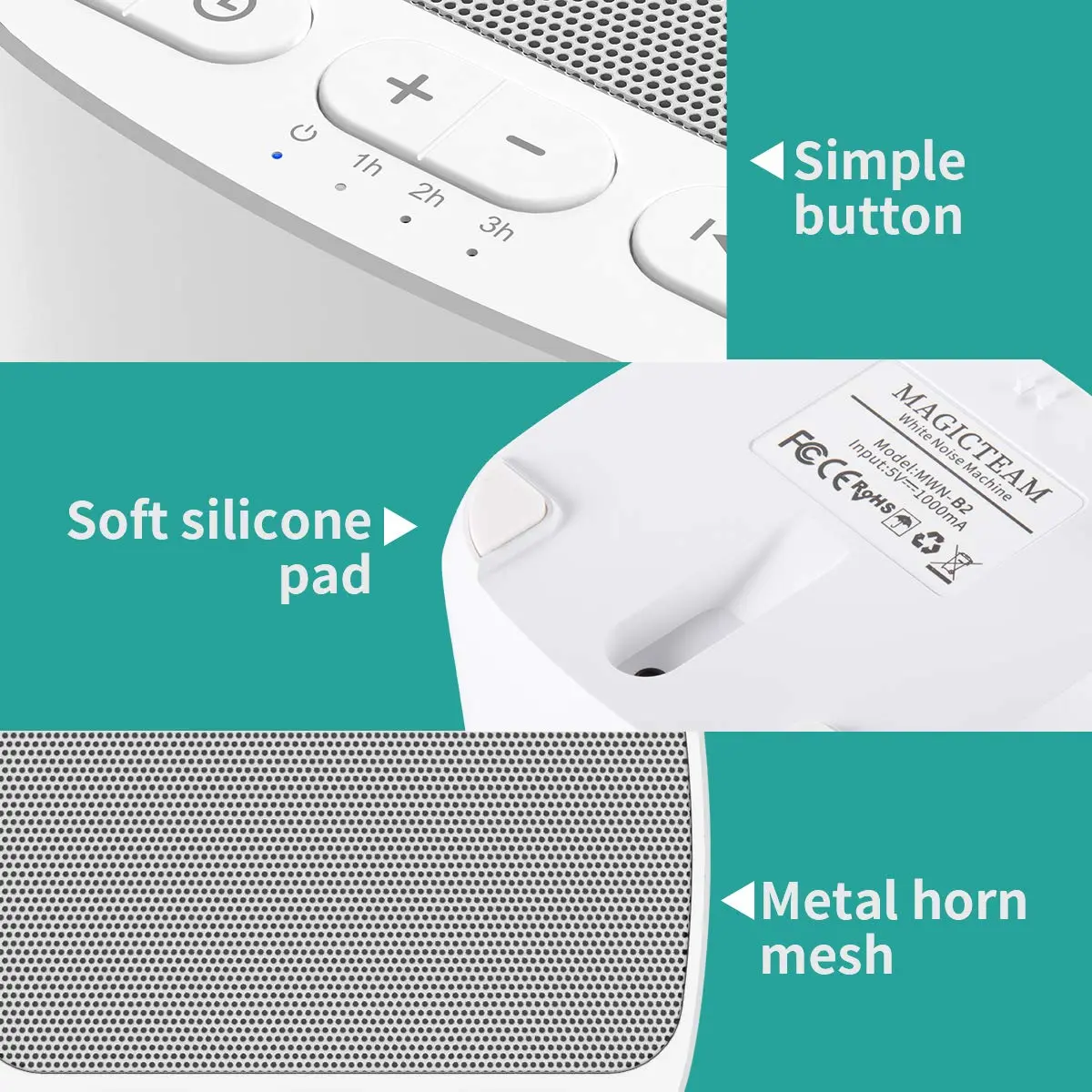 Magicteam Sleep Sound White Noise Machine 10cm x 10cm x 6cm | 40 Soothing Sounds for Baby, Kids, Adults - view 6