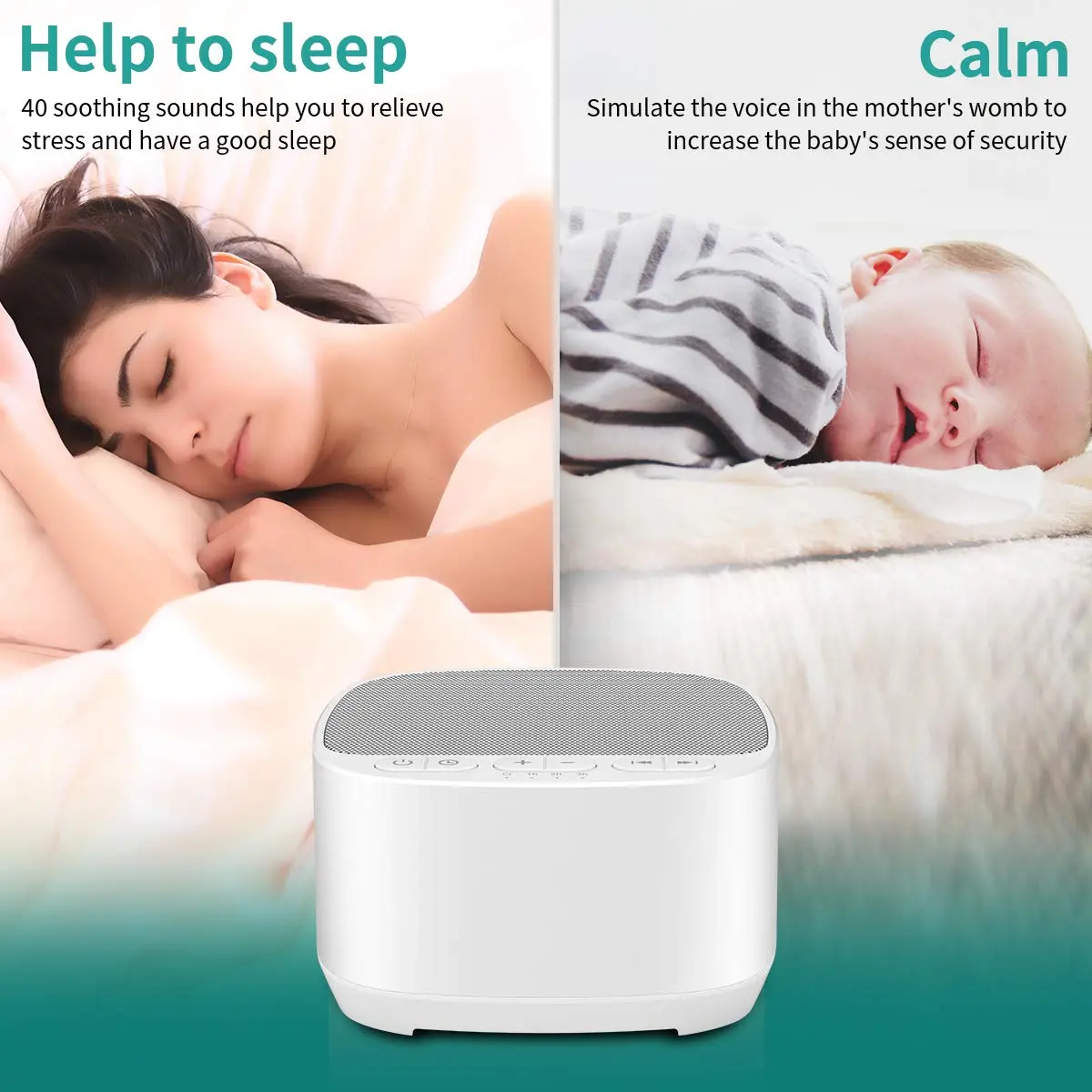 Magicteam Sleep Sound White Noise Machine 10cm x 10cm x 6cm | 40 Soothing Sounds for Baby, Kids, Adults - view 7