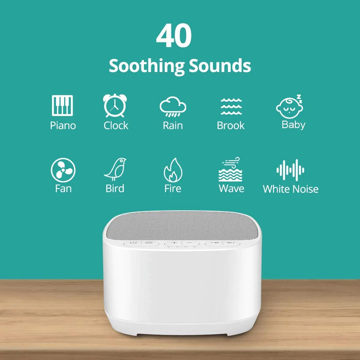 Magicteam Sleep Sound White Noise Machine 10cm x 10cm x 6cm | 40 Soothing Sounds for Baby, Kids, Adults - view 2