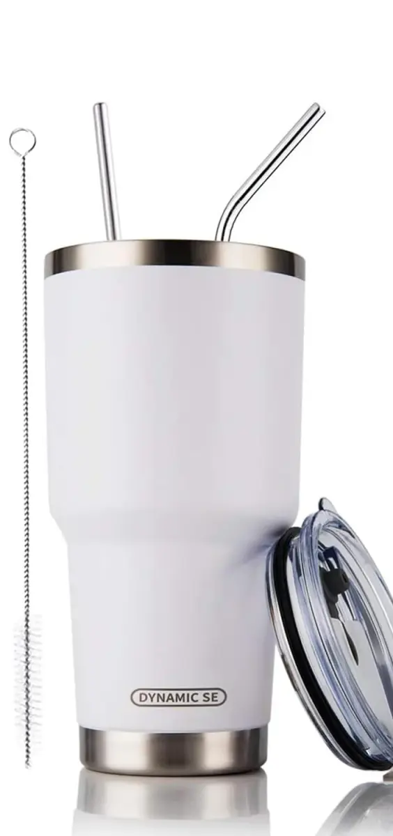D·S White 30oz (887ml) Tumbler Set | Double Wall Vacuum Insulated Travel Coffee Mug - main product image