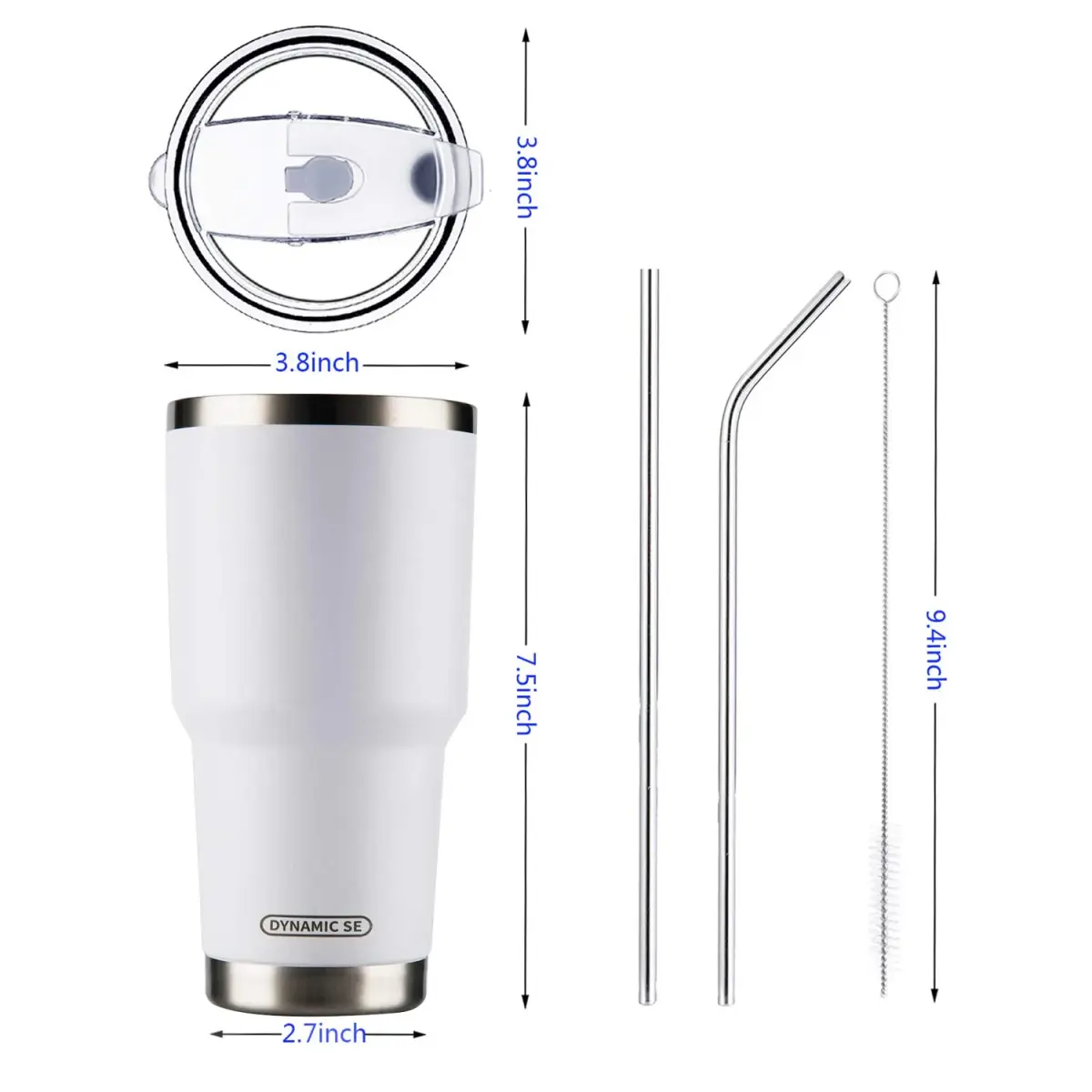 D·S White 30oz (887ml) Tumbler Set | Double Wall Vacuum Insulated Travel Coffee Mug - view 2