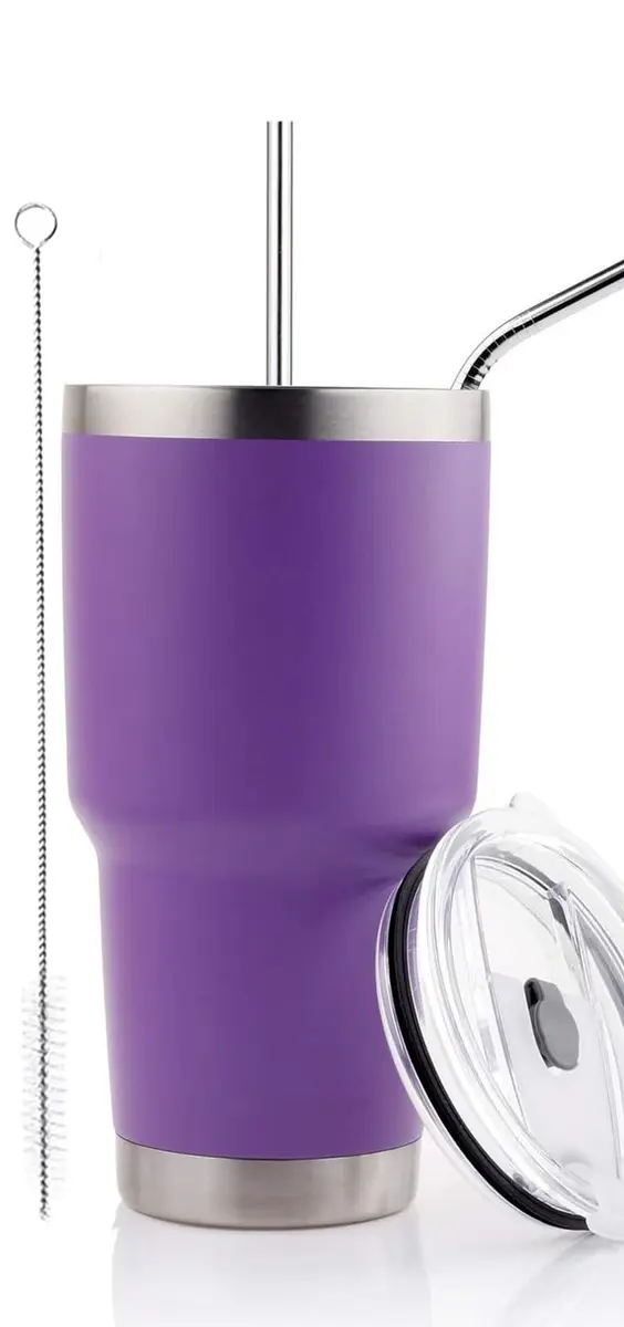 D·S 30oz Purple Tumbler Double Wall Vacuum Insulated Travel Coffee Mug | Fits Most Cup Holders - main product image