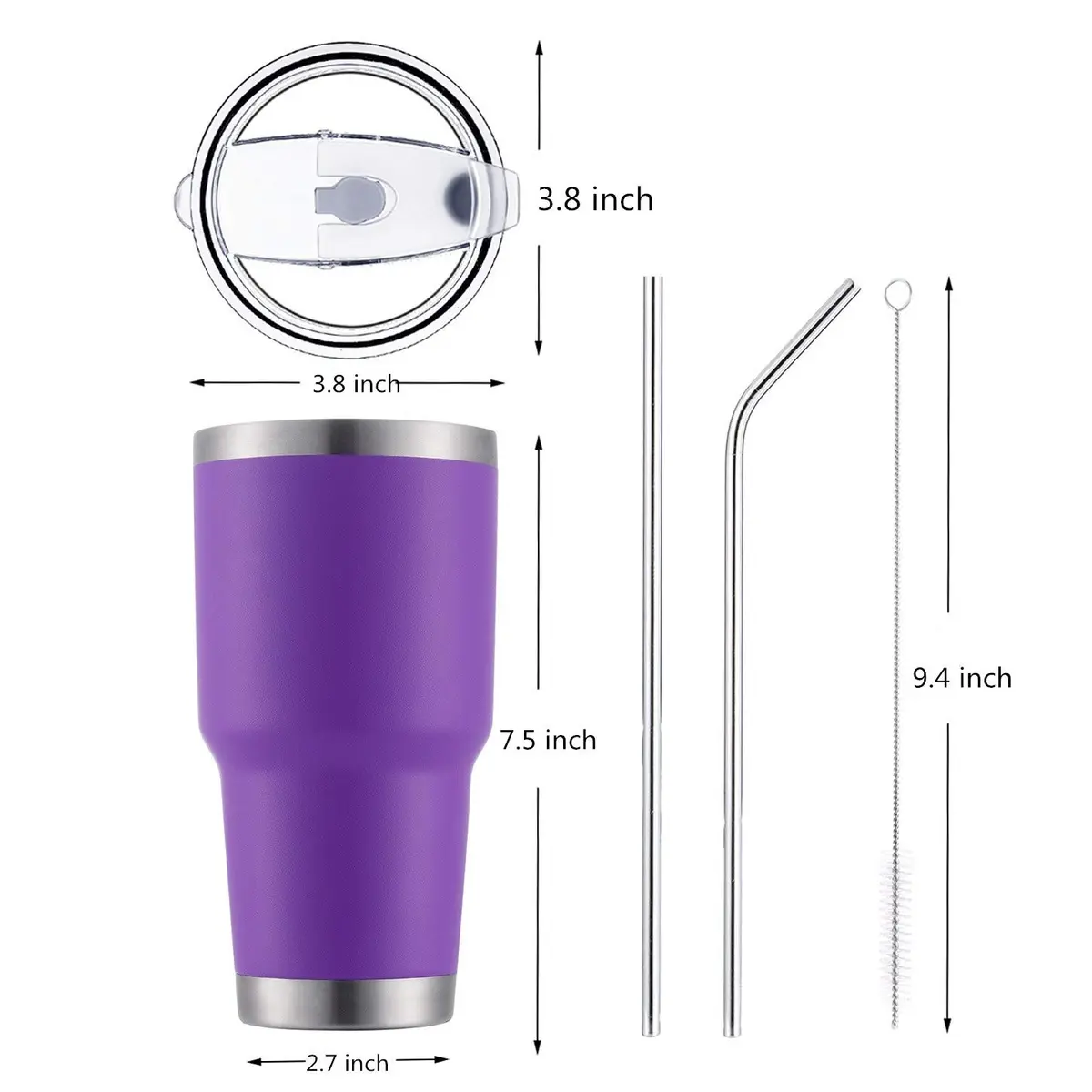 D·S 30oz Purple Tumbler Double Wall Vacuum Insulated Travel Coffee Mug | Fits Most Cup Holders - view 3