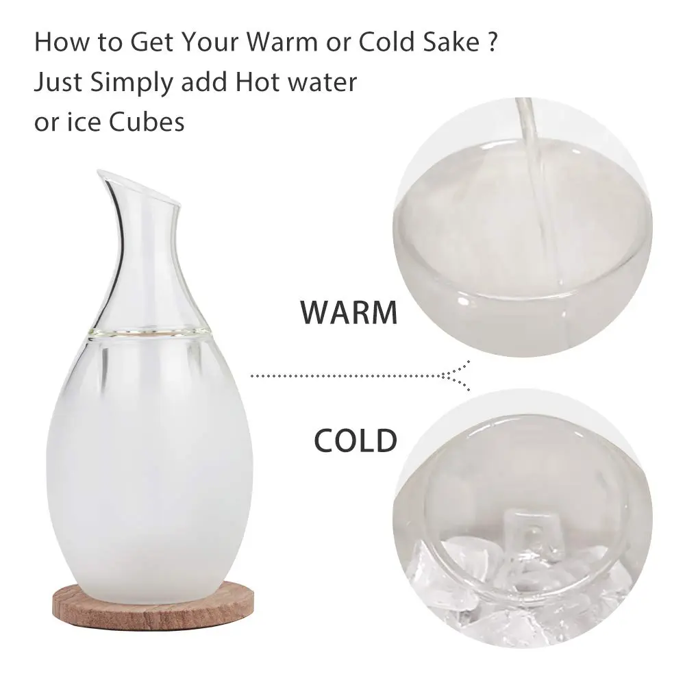 ZENS Sake Set with 6 Sake Cups, 250ml (8.5 Fl Oz) Borosilicate Glass | Modern Water-Drop Design - view 5