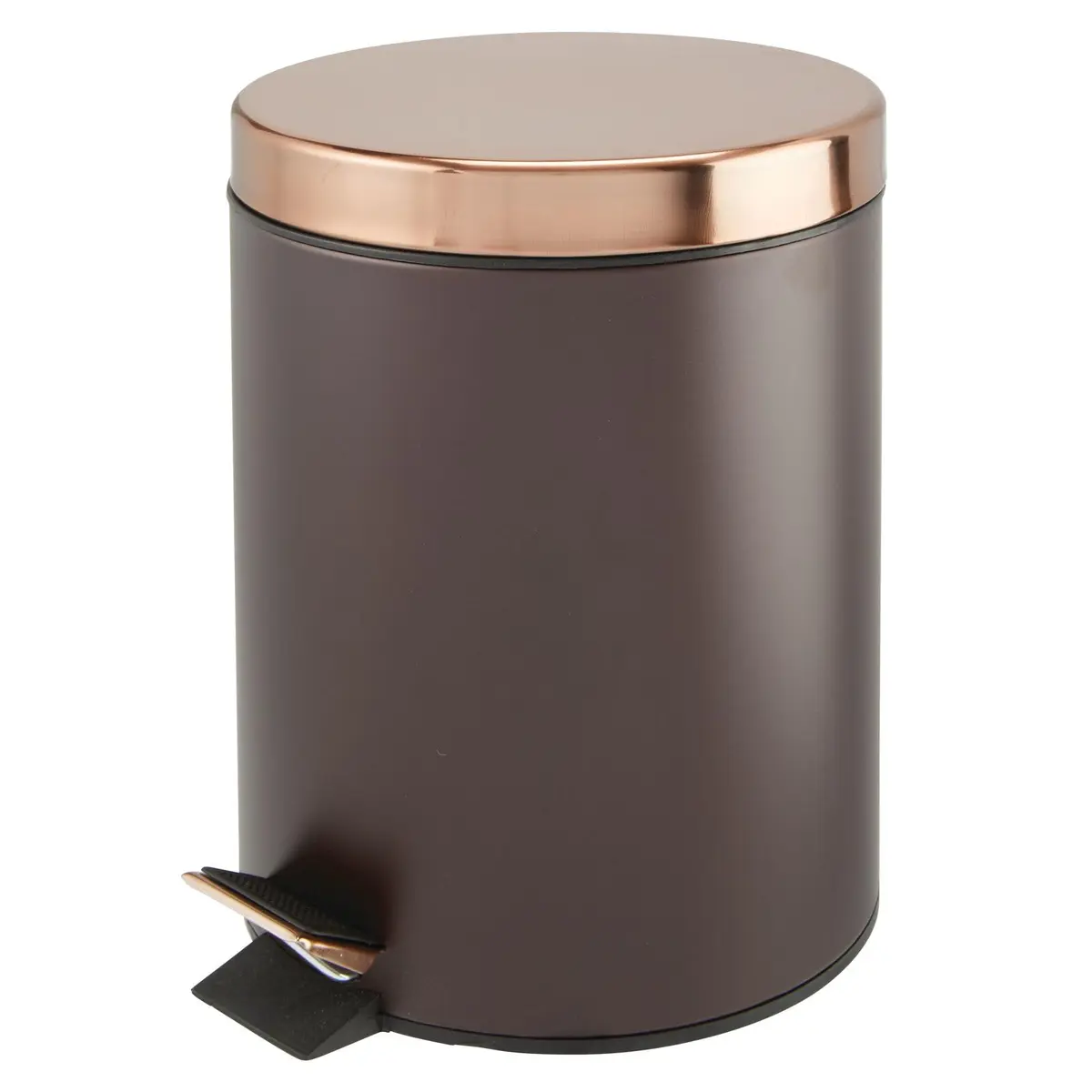 mDesign Pedal Bin - Metal Waste Bin with Pedal, Lid & Plastic Bucket Insert - 5L Capacity, Bronze/Rose Gold - main product image