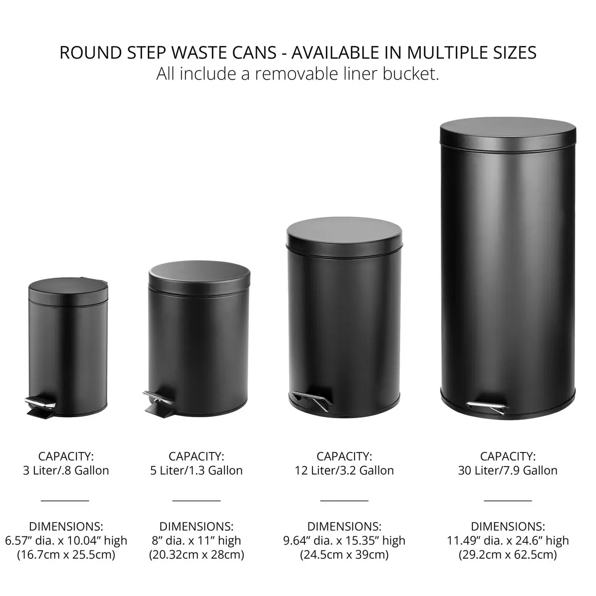 mDesign Pedal Bin - Metal Waste Bin with Pedal, Lid & Plastic Bucket Insert - 5L Capacity, Bronze/Rose Gold - view 8
