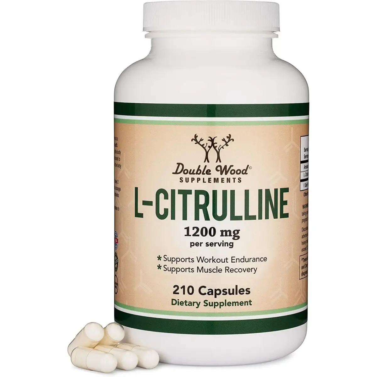 Double Wood Supplements L-Citrulline 1,200mg Capsules | Nitric Oxide for Circulation & Pump, 210 Count (Pack of 1) - main product image