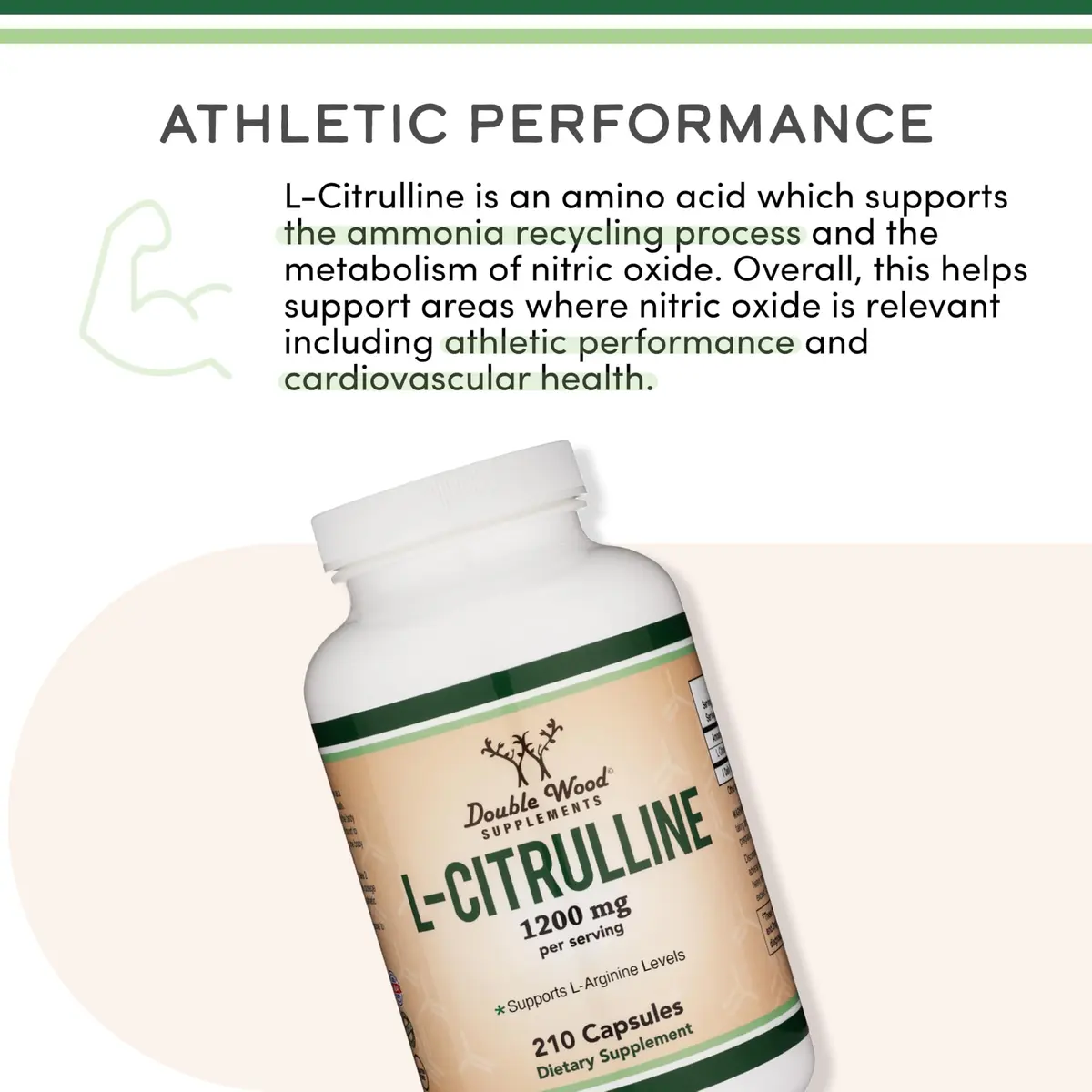 Double Wood Supplements L-Citrulline 1,200mg Capsules | Nitric Oxide for Circulation & Pump, 210 Count (Pack of 1) - view 2