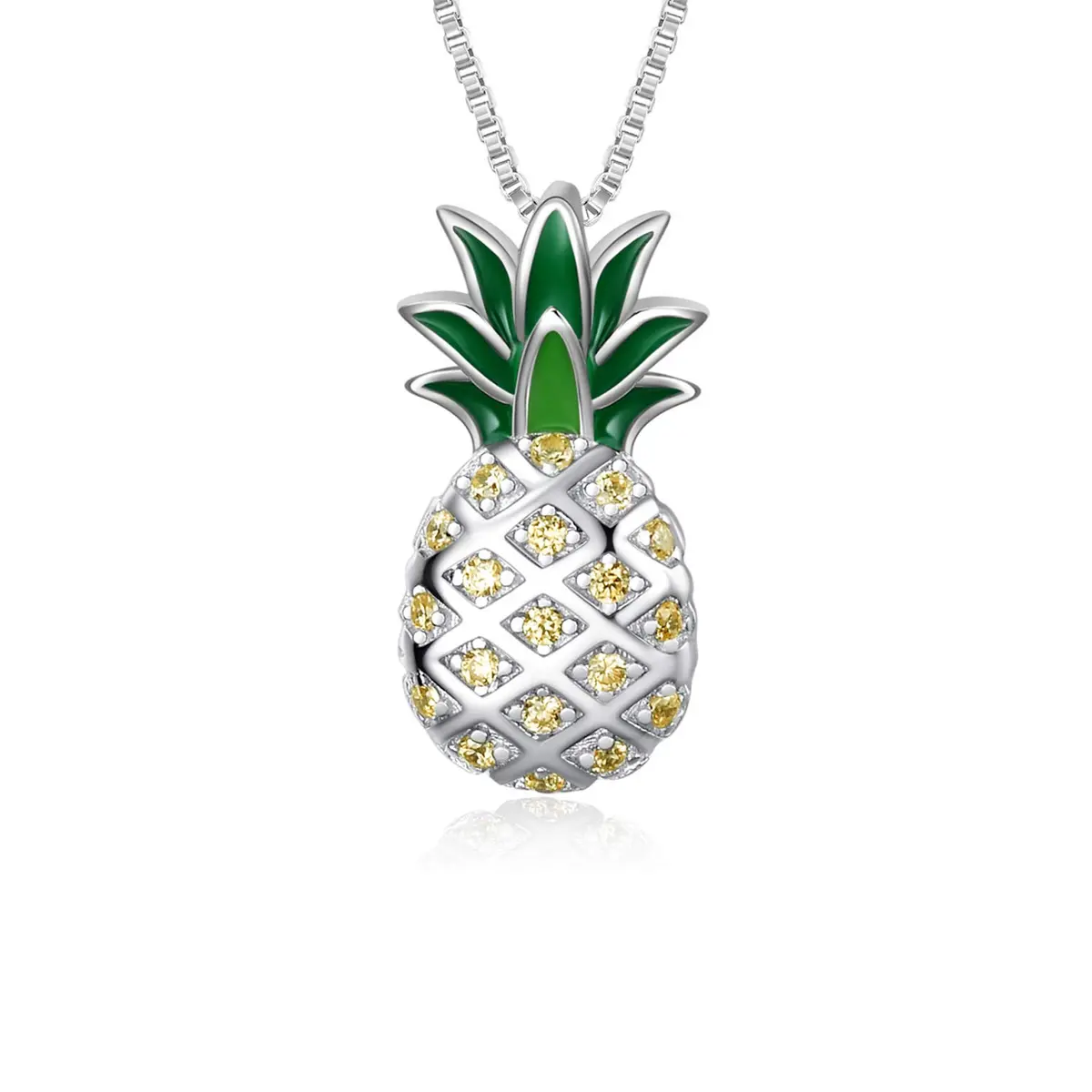 LUHE Pineapple Necklace Sterling Silver 20mm | Dainty Gift for Women & Teens - main product image