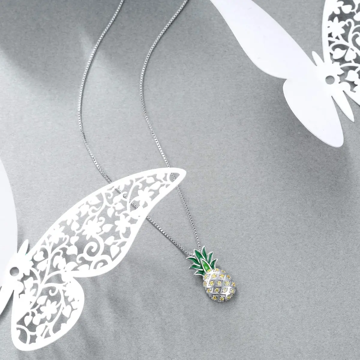 LUHE Pineapple Necklace Sterling Silver 20mm | Dainty Gift for Women & Teens - view 4
