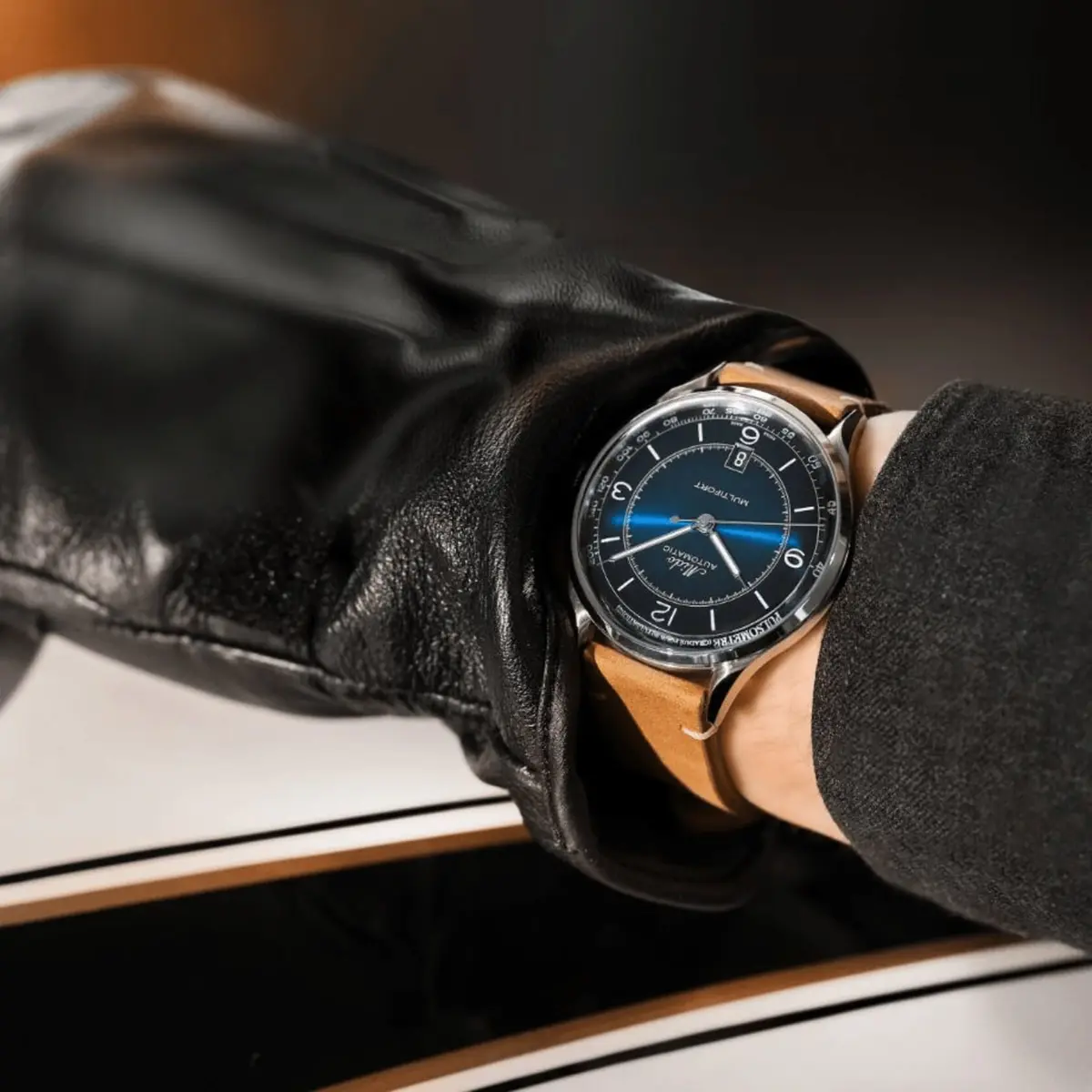 MIDO Multifort Patrimony Swiss Automatic Watch for Men - Blue Dial - 40mm Stainless Steel - Tan Leather Strap - view 2