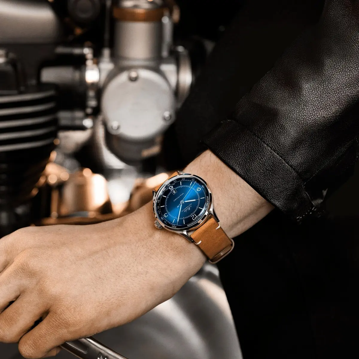 MIDO Multifort Patrimony Swiss Automatic Watch for Men - Blue Dial - 40mm Stainless Steel - Tan Leather Strap - view 3