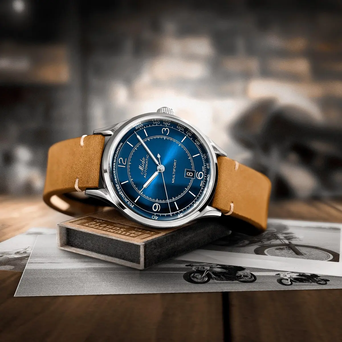 MIDO Multifort Patrimony Swiss Automatic Watch for Men - Blue Dial - 40mm Stainless Steel - Tan Leather Strap - view 4