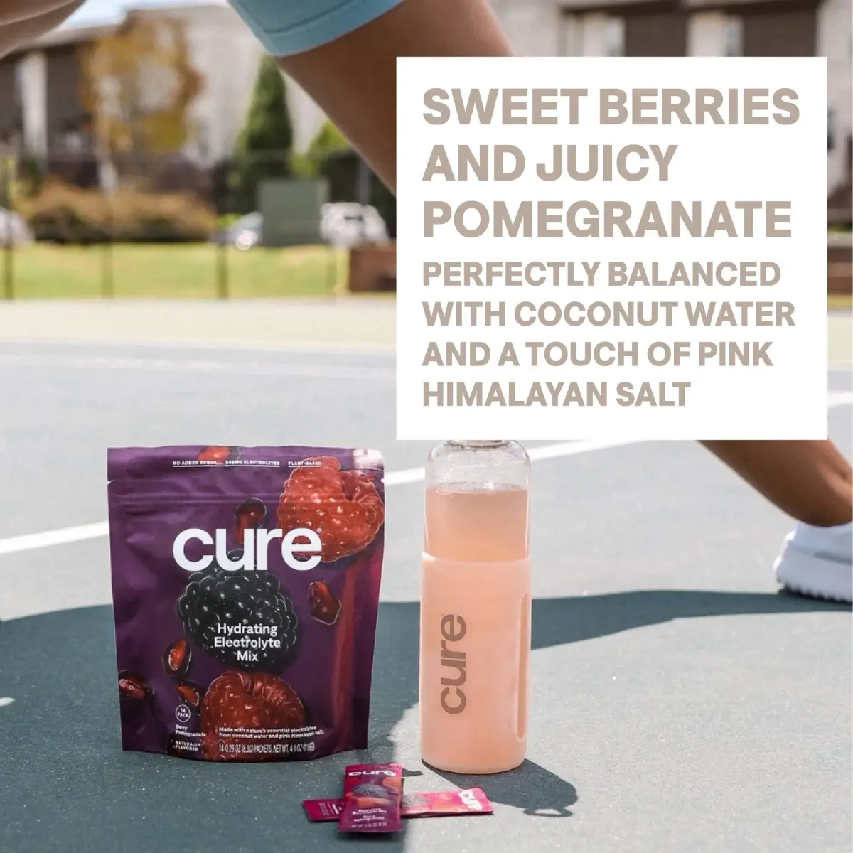 Cure Hydration Plant-Based Electrolyte Drink Mix Berry Pomegranate 14 Packets | Hydration Relief Powder - view 5