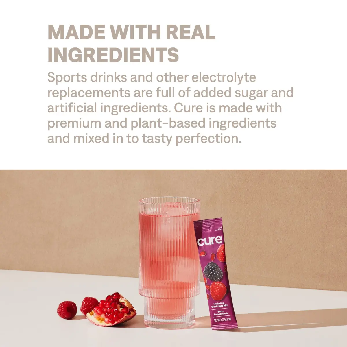 Cure Hydration Plant-Based Electrolyte Drink Mix Berry Pomegranate 14 Packets | Hydration Relief Powder - view 7