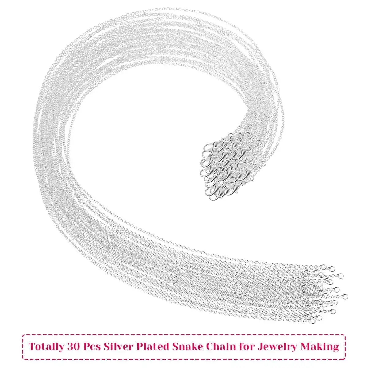 Selizo 30 Pack Silver Plated Cable Necklace Chains 18 Inches (45.7 cm) | Jewelry Making Supplies - view 2