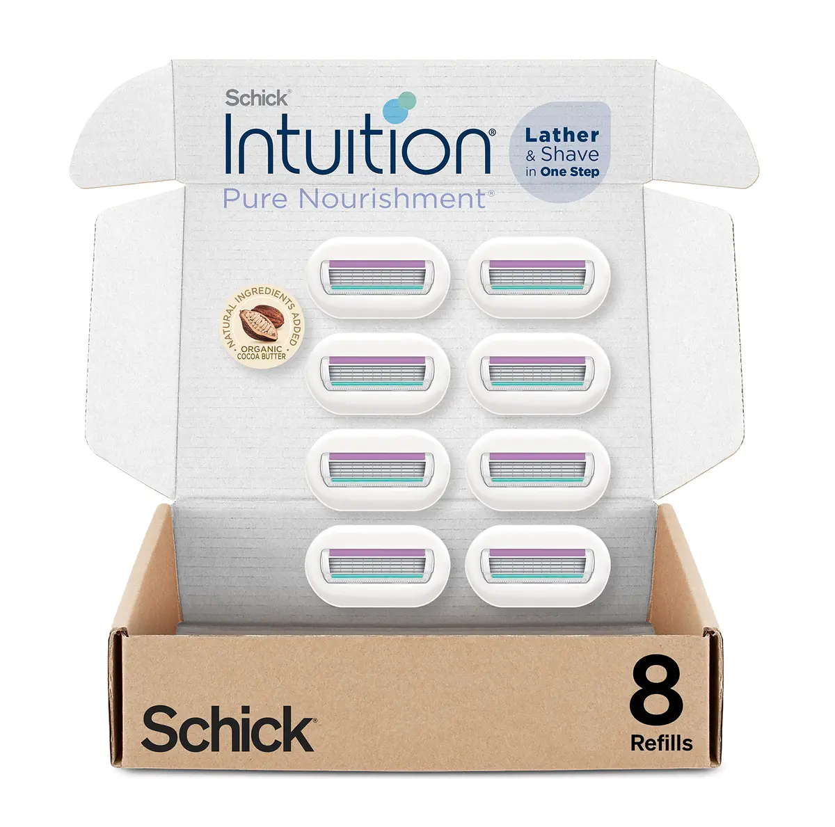 INTUITION Organic Razor Refill, 8 Count | Moisturizing Cocoa Butter for Women - main product image