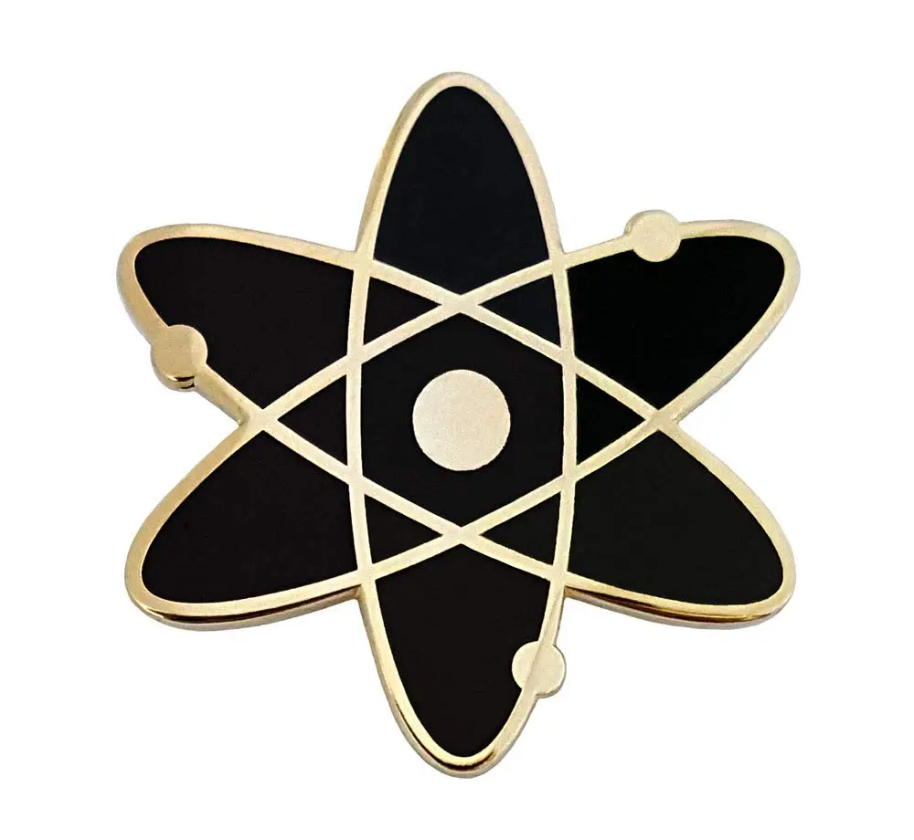 Pinsanity Atomic Symbol Black Enamel Lapel Pin | Science-Inspired 1.25 inch Unisex Accessory - main product image