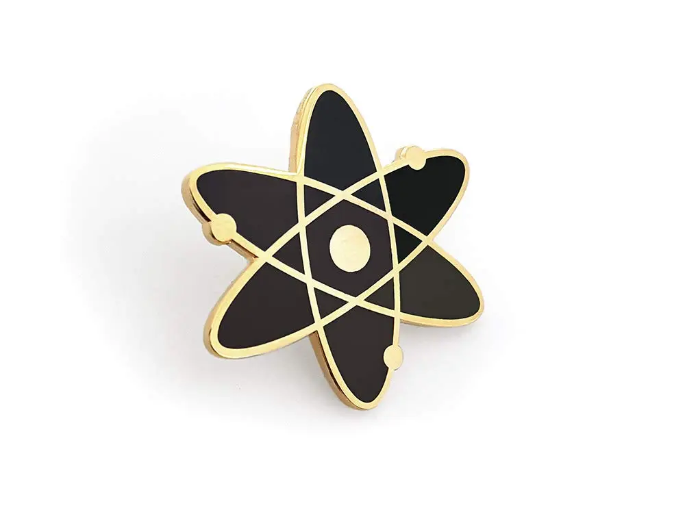 Pinsanity Atomic Symbol Black Enamel Lapel Pin | Science-Inspired 1.25 inch Unisex Accessory - view 2