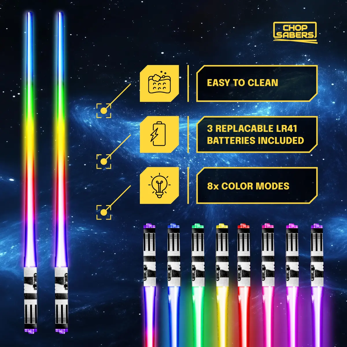 ChopSabers LED Lightsaber Chopsticks 25.9 cm (10.25 in) | 8 Color Modes - view 3