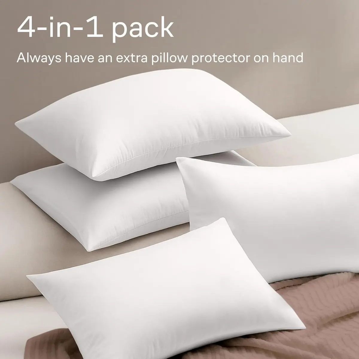 Niagara Sleep Solution Ultra Soft Pillow Protectors with Zipper King Size | Breathable Microfiber, Set of 4, White - view 8