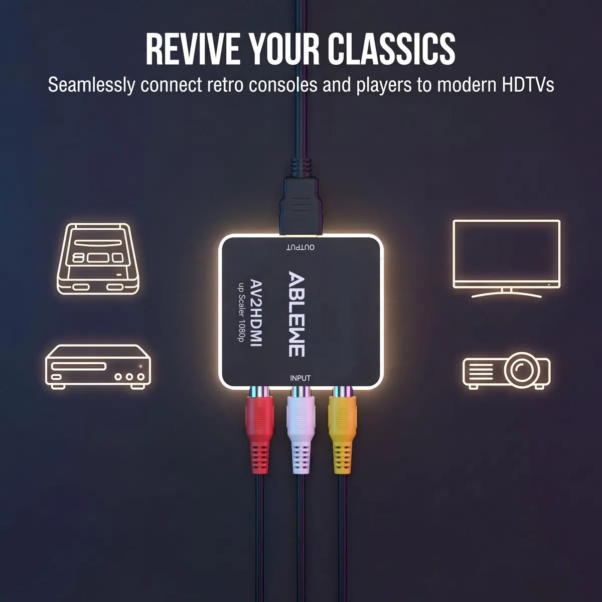 ABLEWE RCA to HDMI Converter 1080P | AV to HDMI Adapter for TV/PC/PS3/ Xbox - view 5