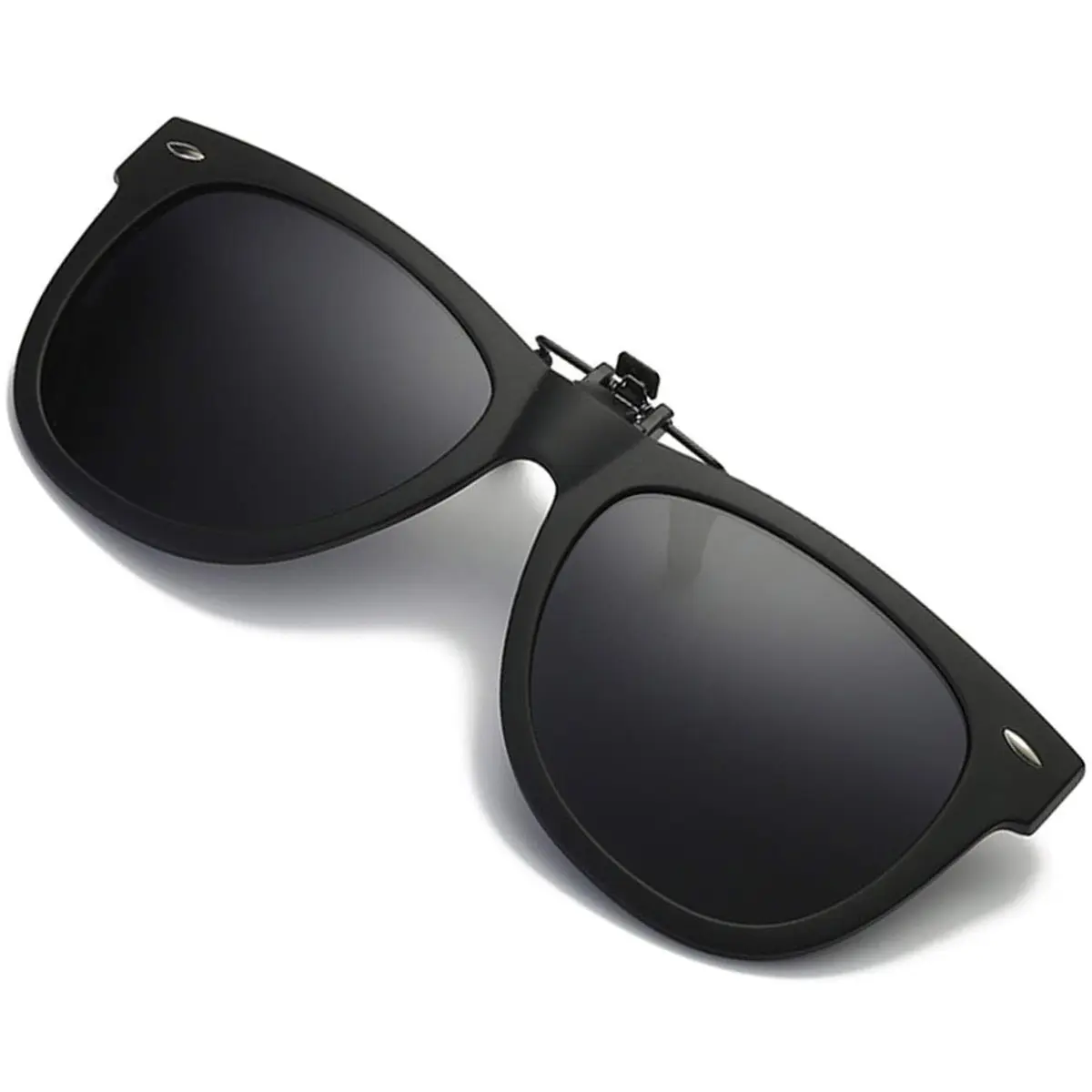 FRAZALA Polarized Clip-on Sunglasses over Prescription Glasses UV 400 Protection Unisex Aviator (Black) | Flip Up Design, Anti-Glare, UV Shield - main product image