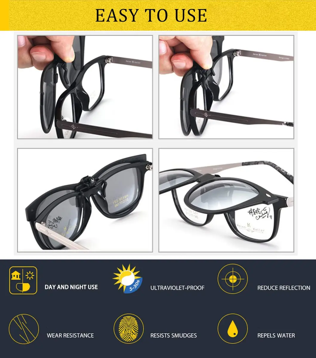 FRAZALA Polarized Clip-on Sunglasses over Prescription Glasses UV 400 Protection Unisex Aviator (Black) | Flip Up Design, Anti-Glare, UV Shield - view 7