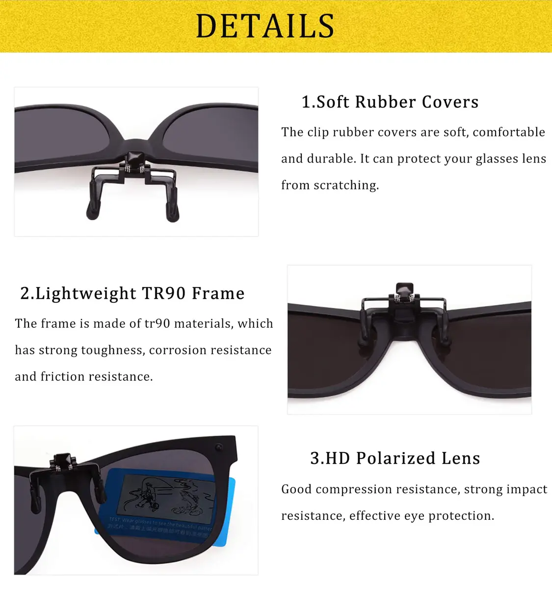 FRAZALA Polarized Clip-on Sunglasses over Prescription Glasses UV 400 Protection Unisex Aviator (Black) | Flip Up Design, Anti-Glare, UV Shield - view 4