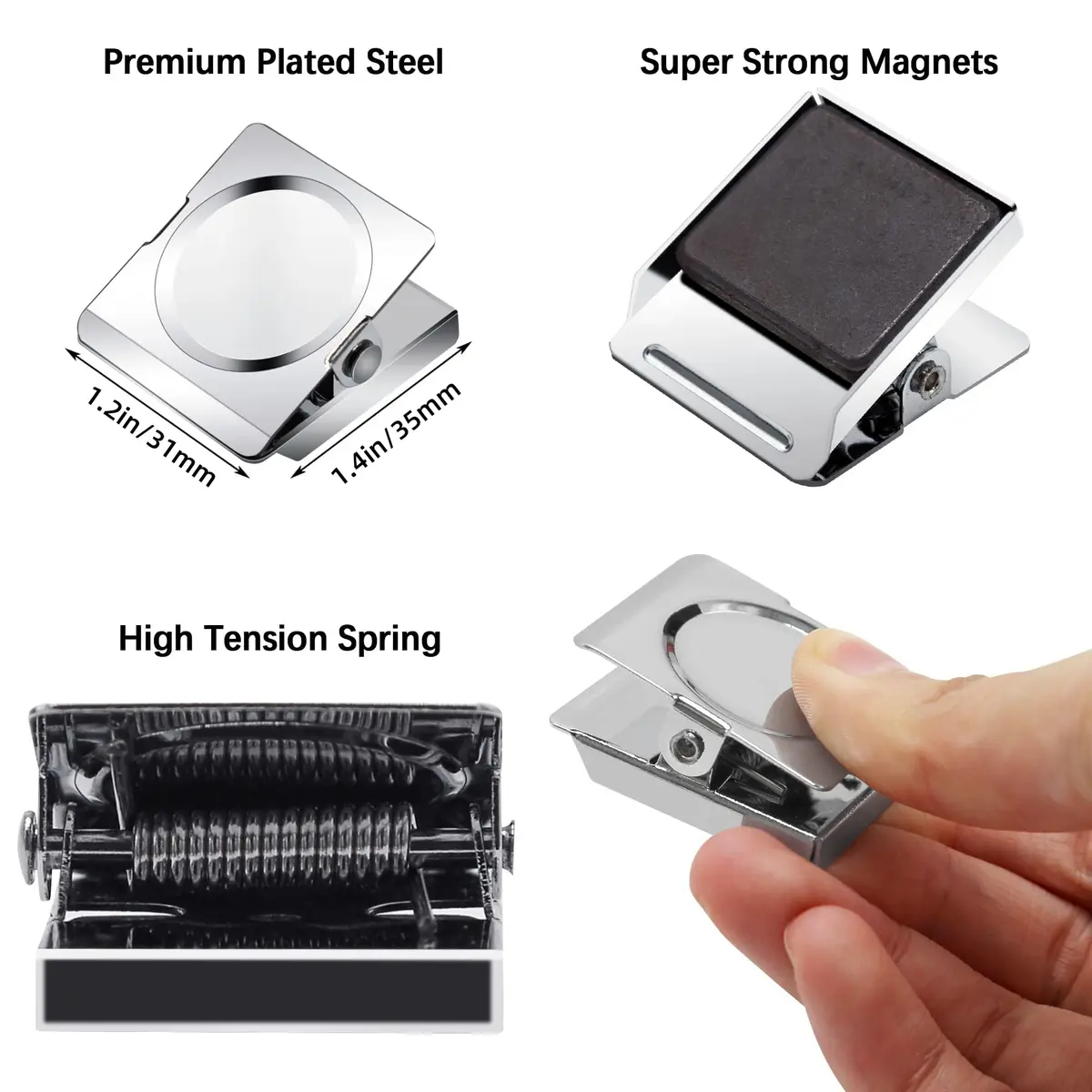 Thimmamma Heavy Duty Magnetic Paper Clip Clamp 1.2 Inch | Strong Stainless Steel Office & School Organizer - view 2