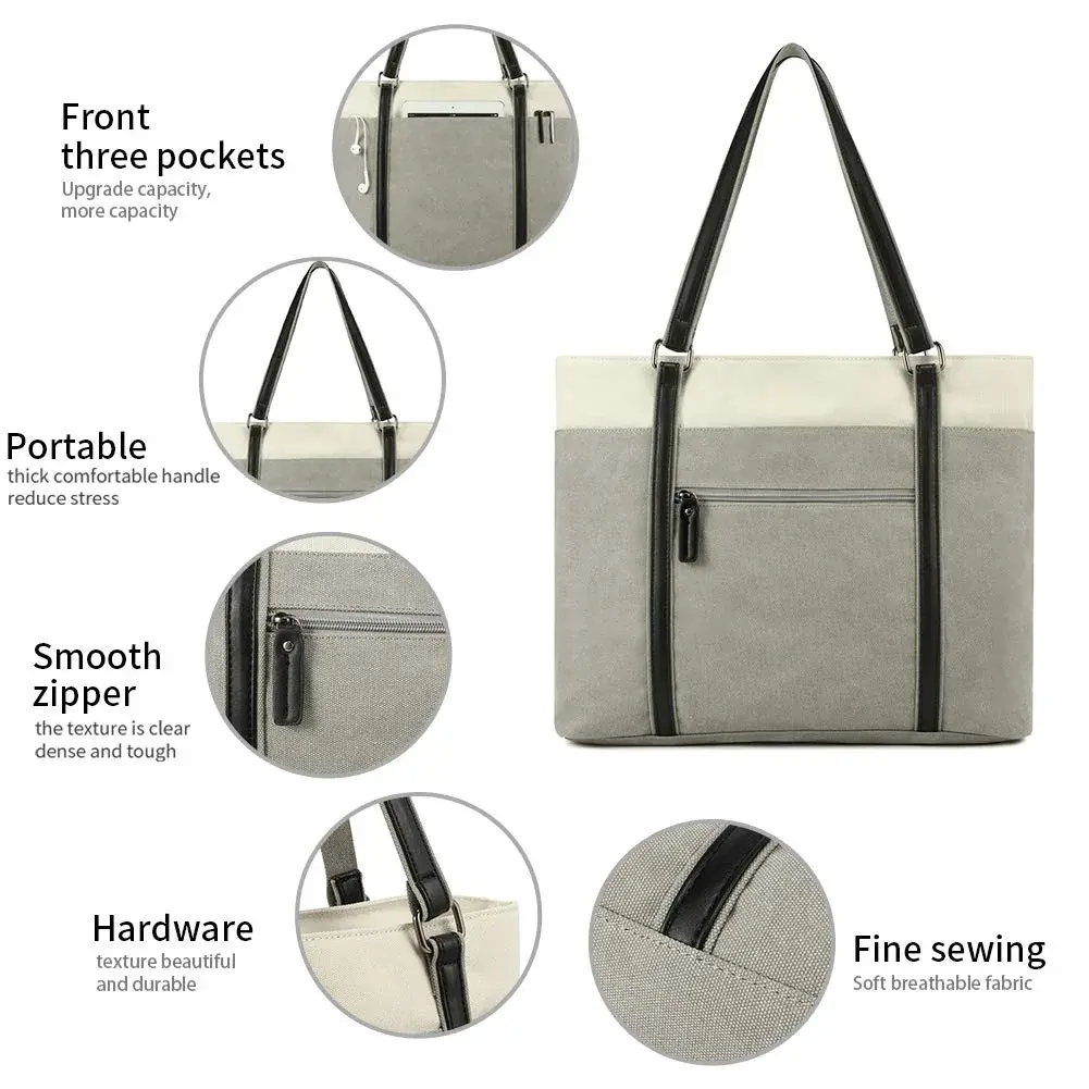 BAG WIZARD Laptop Tote Bag for Women, 15.6 Inch Work Bag with Laptop Compartment and Zipper, 14L (0.49 cu ft) | Organized Carry-On for Office & Travel - view 6
