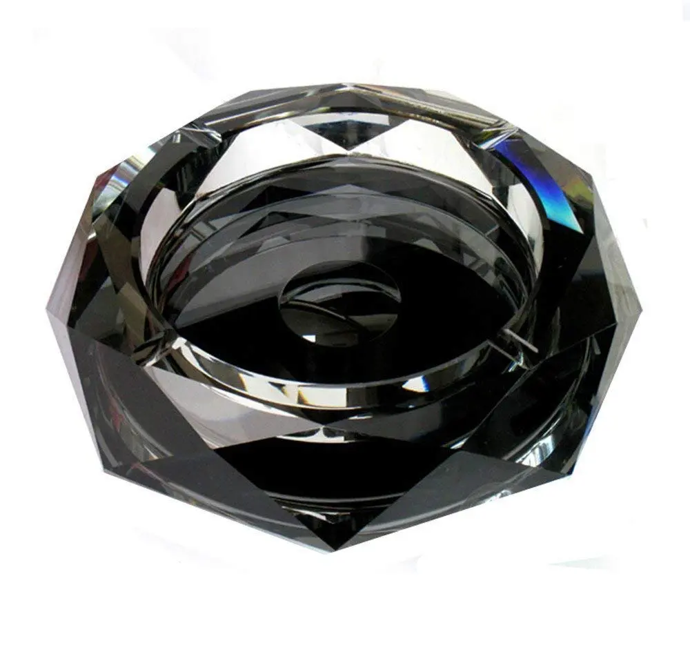 Amlong Crystal Octagon Black Crystal Ashtray 5 Inch | Elegant Cigarette & Cigar Holder - view 4