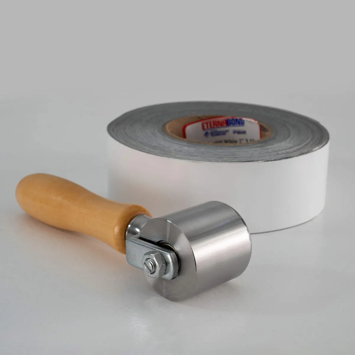 RecPro 2" Steel Roller with Wood Handle for Sealant Tape | RV Roof Repair | Sealant Steel Seam Roller 1-1/2" X 2" Radius Edge - view 2