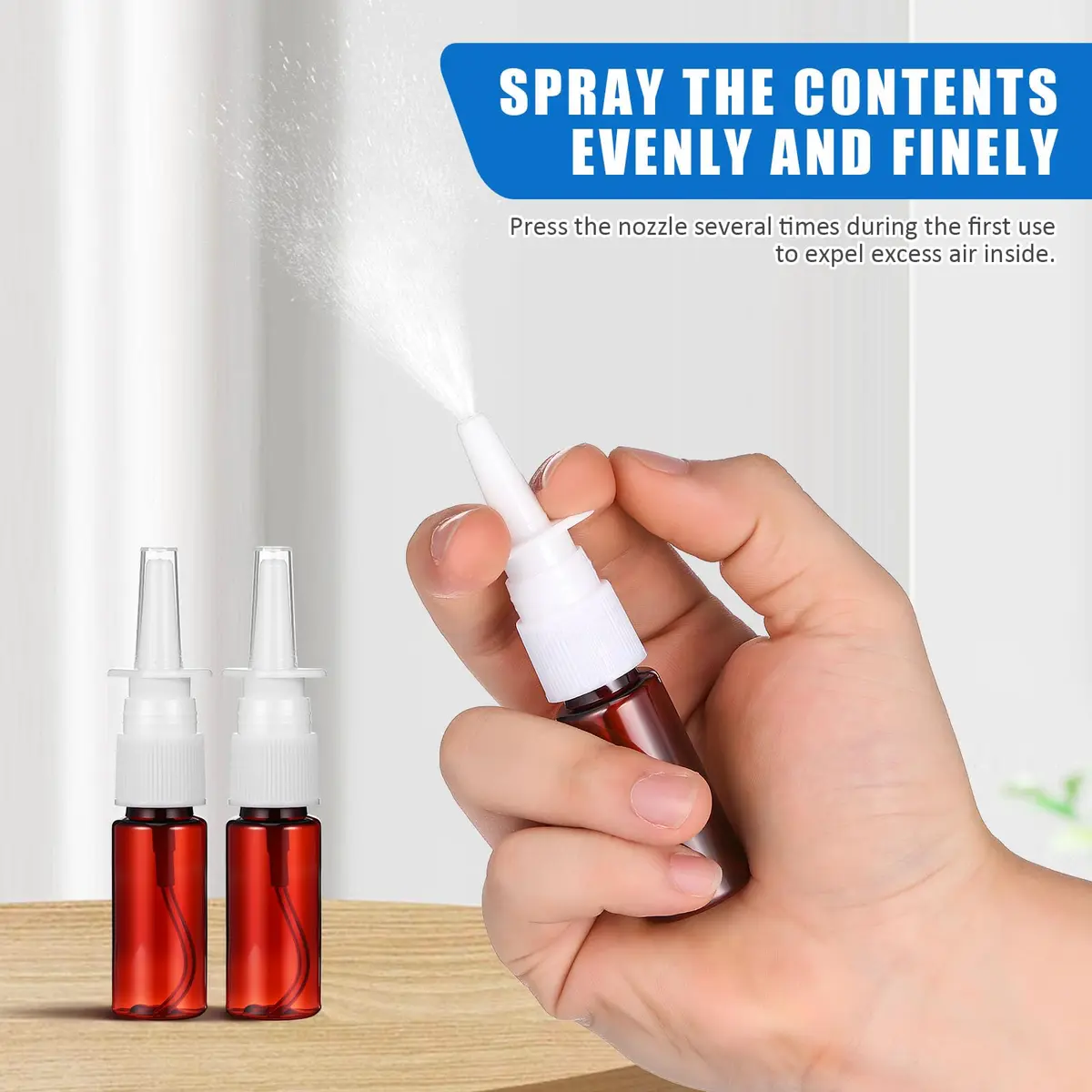 ARTIBETTER 15ml Refillable Nasal Spray Bottle Amber Plastic | Compact Leakproof Mist for Travel & Personal Care - view 7