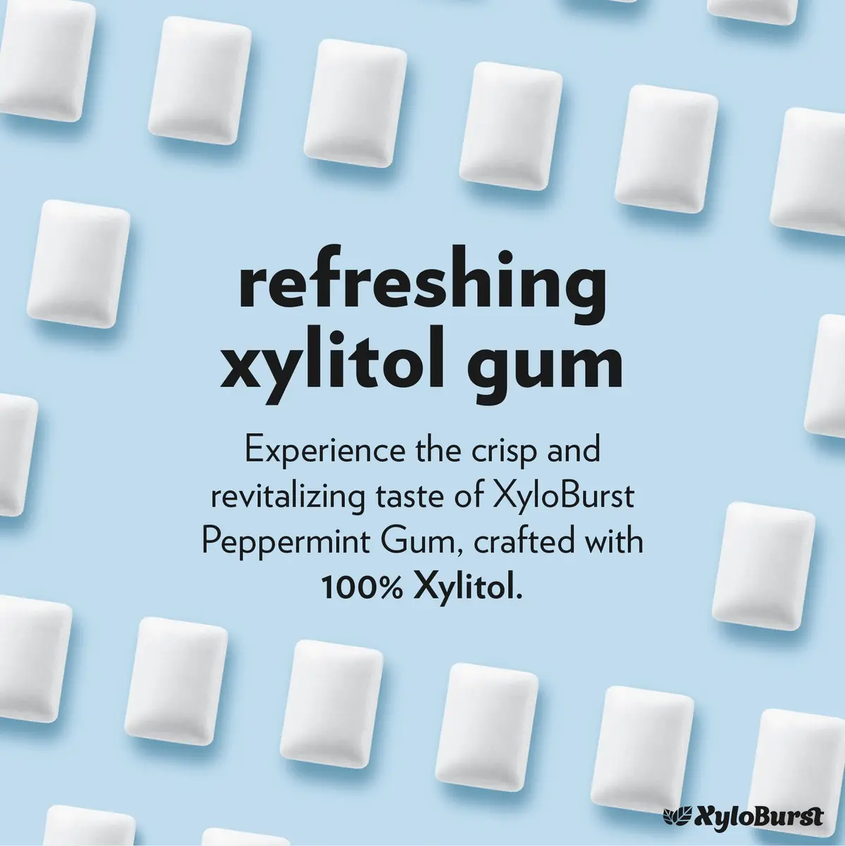 XyloBurst Peppermint Xylitol Chewing Gum 300 Pieces (100 Count Jar, Pack of 3) | Sugar-Free, Gluten-Free, Keto Friendly - view 3