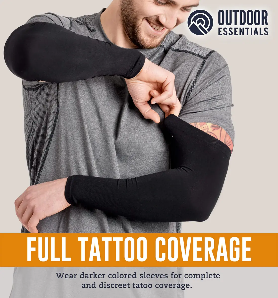 OutdoorEssentials UPF 50+ Cooling Arm Sleeves (2 Pairs, Black/Dark Gray) | Blocks 98% UV Rays - view 4
