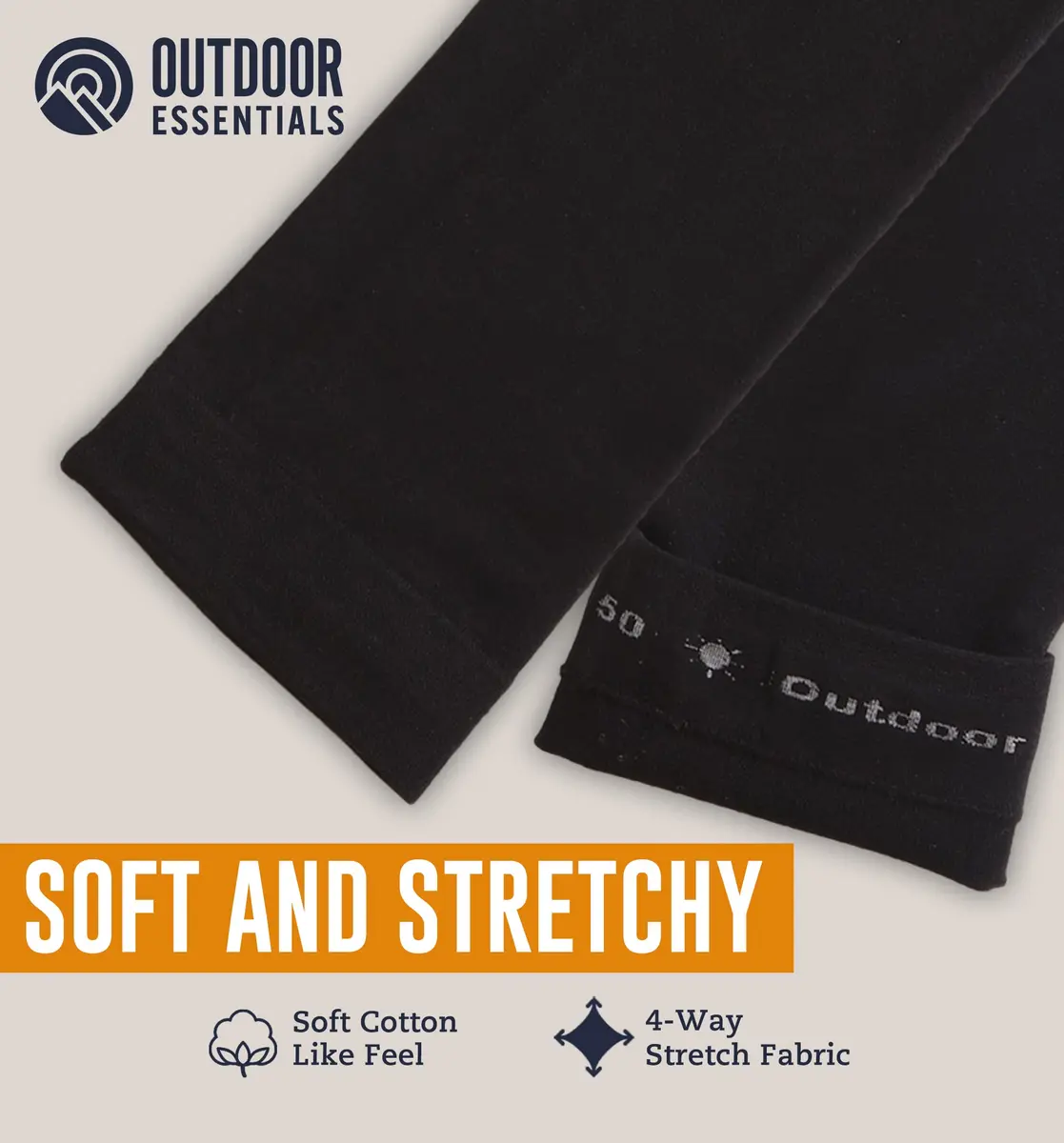 OutdoorEssentials UPF 50+ Cooling Arm Sleeves (2 Pairs, Black/Dark Gray) | Blocks 98% UV Rays - view 7