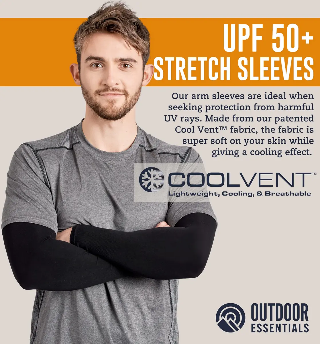 OutdoorEssentials UPF 50+ Cooling Arm Sleeves (2 Pairs, Black/Dark Gray) | Blocks 98% UV Rays - view 2