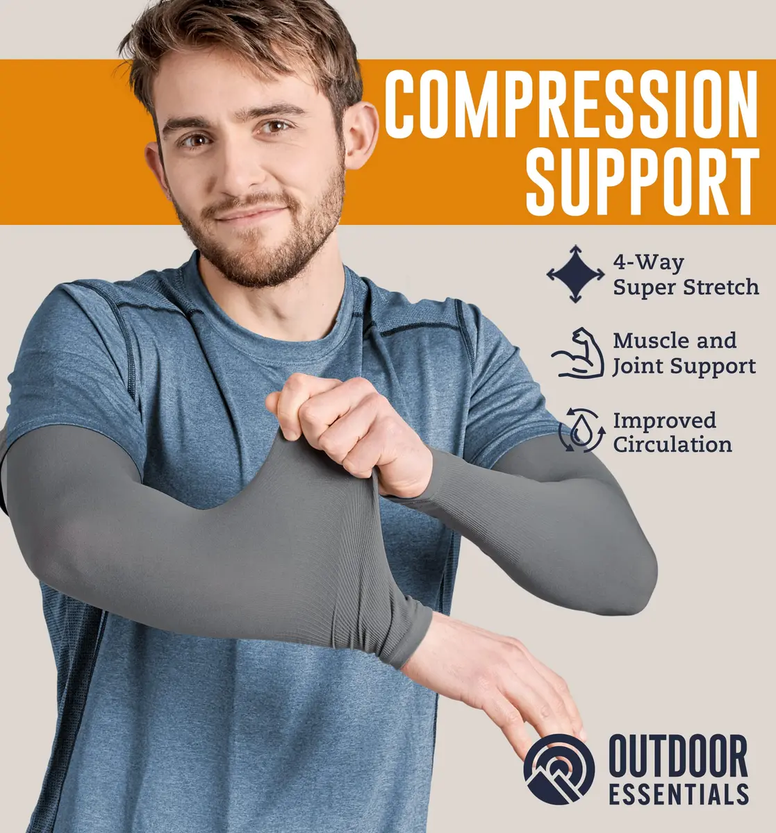 OutdoorEssentials UPF 50+ Cooling Arm Sleeves (2 Pairs, Black/Dark Gray) | Blocks 98% UV Rays - view 3