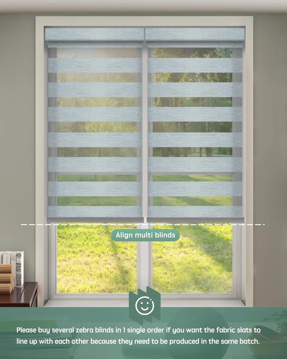 Yoolax Motorized Zebra Blinds with Remote | Room Darkening Smart Blinds for Windows (110"W x 118"H) - view 7