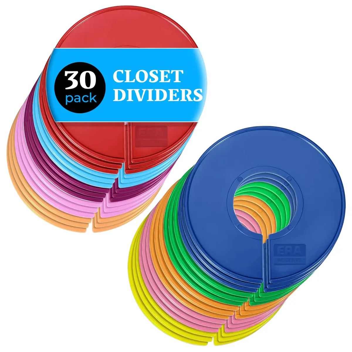 ERA Accents 30 Color Closet Dividers for Hanging Clothes | Organize Baby to Adult Wardrobes - main product image
