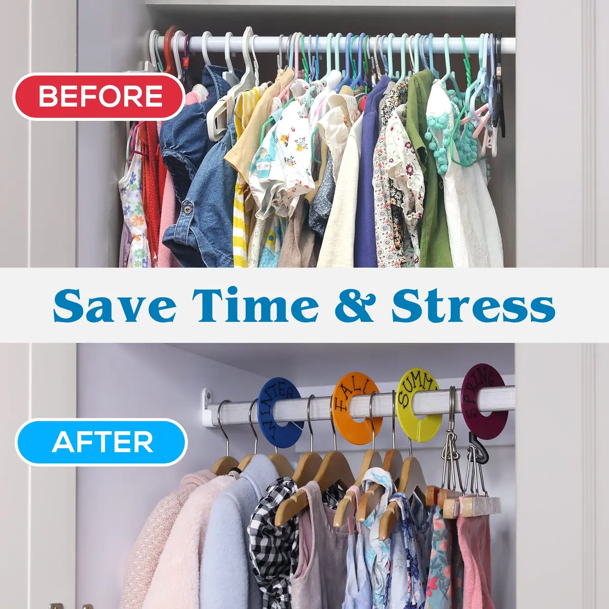 ERA Accents 30 Color Closet Dividers for Hanging Clothes | Organize Baby to Adult Wardrobes - view 4