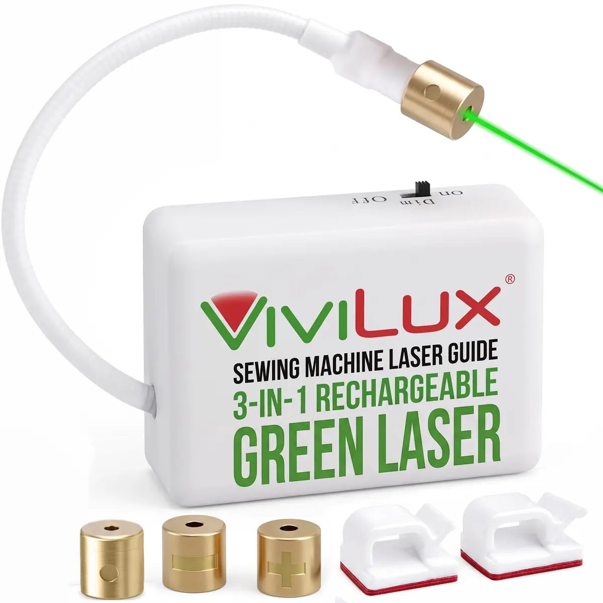 ViviLux Green Laser Guide for Sewing & Quilting, Rechargeable, Magnetic Mount, 20+ Hr Battery - main product image