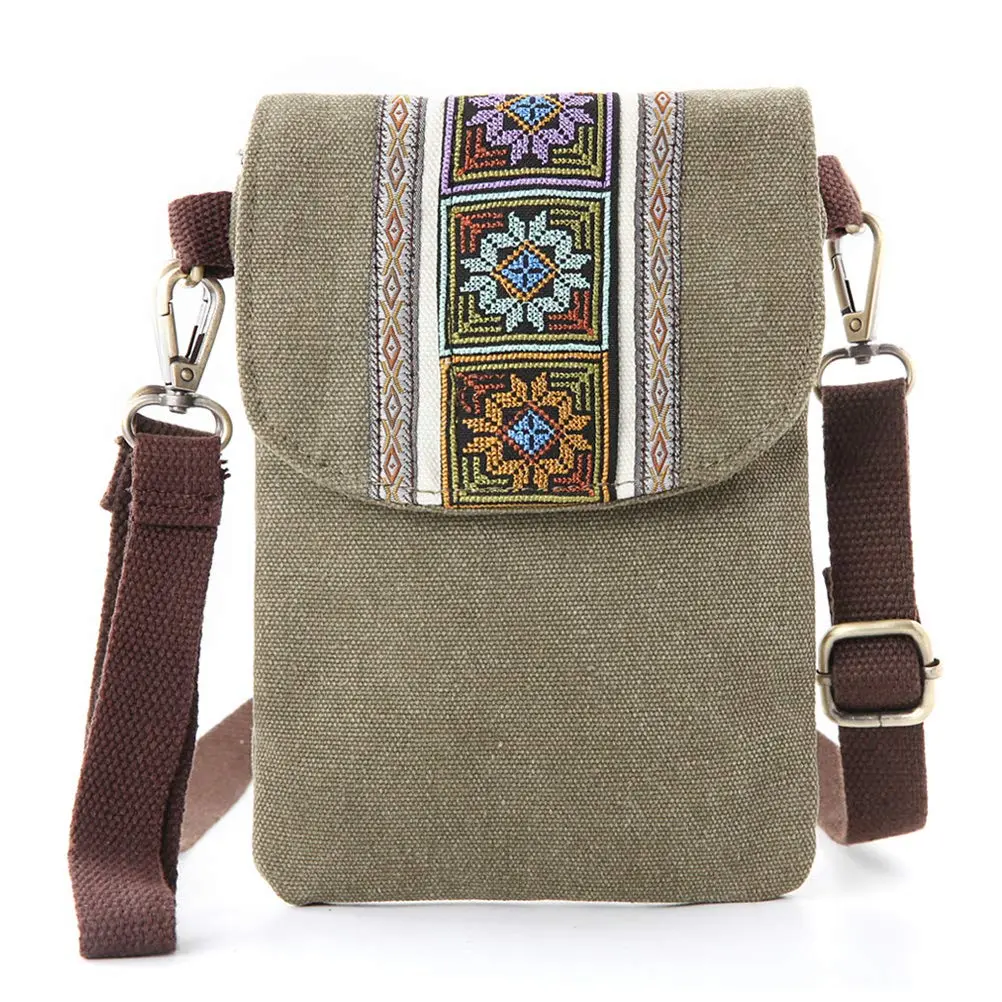 SILKAREA Boho Embroidered Small Crossbody Bag Cell Phone Purse for Women, 20cm (7.9") x 14cm (5.5") | Vintage Ethnic Style - main product image