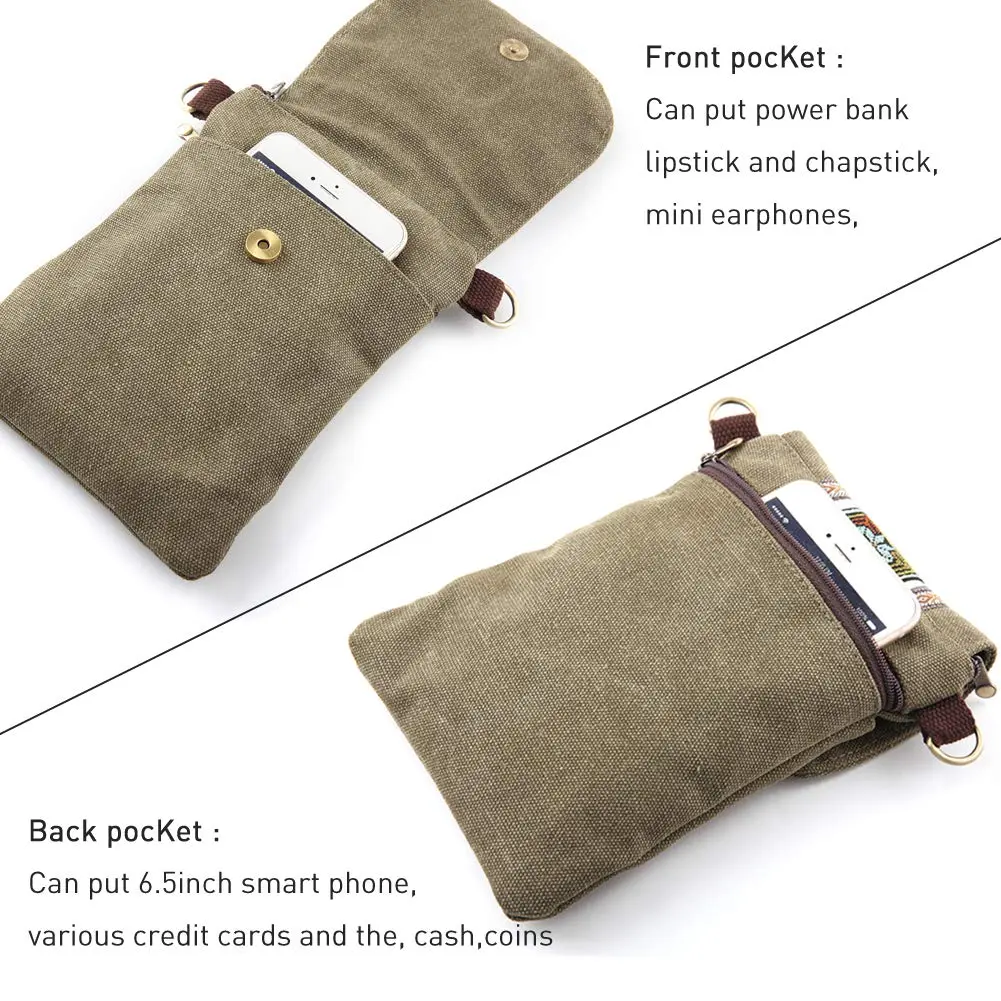 SILKAREA Boho Embroidered Small Crossbody Bag Cell Phone Purse for Women, 20cm (7.9") x 14cm (5.5") | Vintage Ethnic Style - view 6