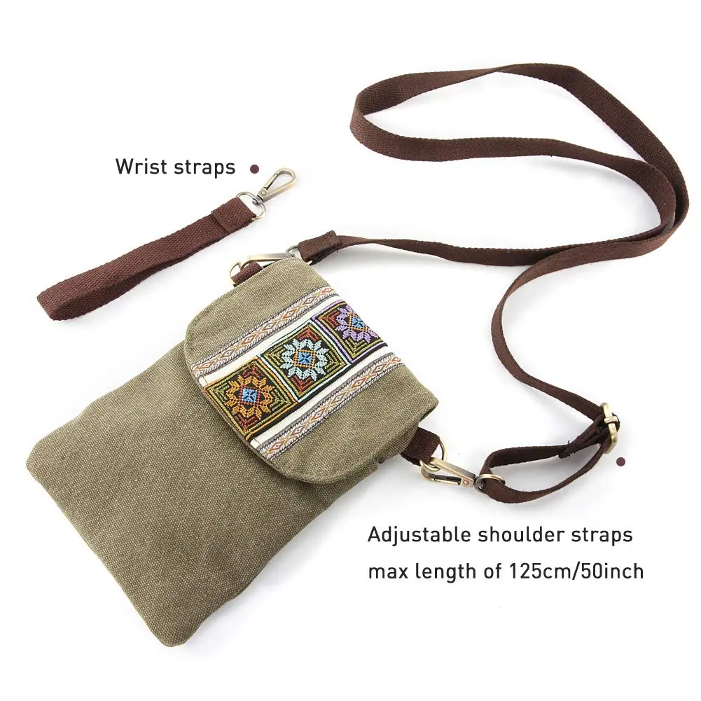 SILKAREA Boho Embroidered Small Crossbody Bag Cell Phone Purse for Women, 20cm (7.9") x 14cm (5.5") | Vintage Ethnic Style - view 7