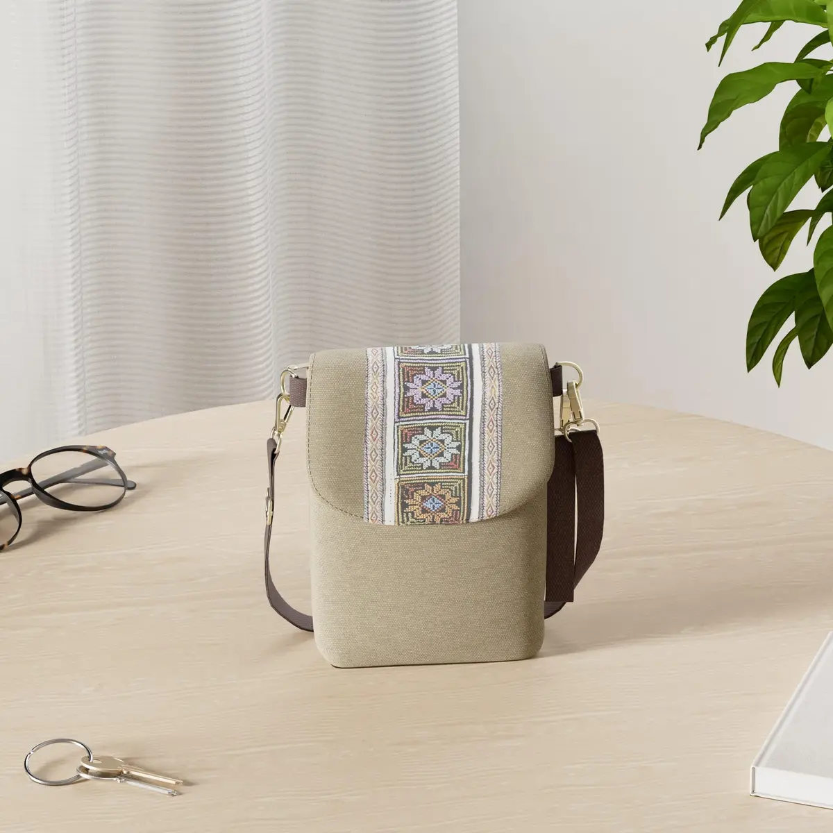 SILKAREA Boho Embroidered Small Crossbody Bag Cell Phone Purse for Women, 20cm (7.9") x 14cm (5.5") | Vintage Ethnic Style - view 2